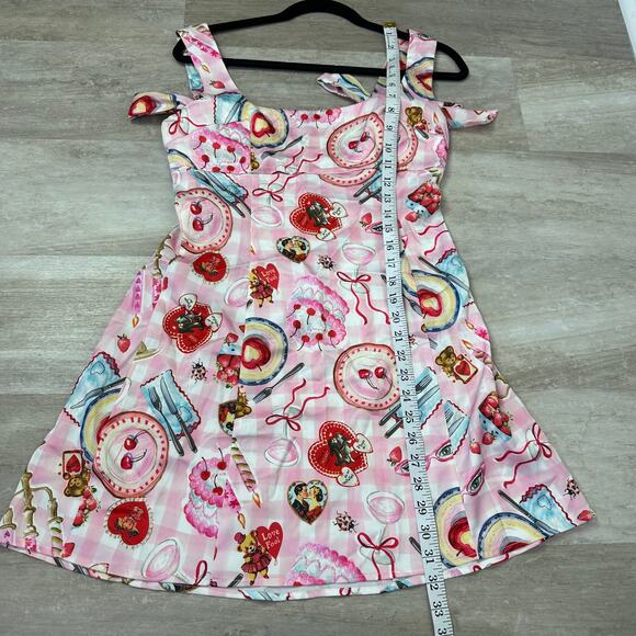 Urban Outfitters Bri Double Bow Satin Mini Dress Size Medium Pink Combo Coquette - Picture 9 of 9